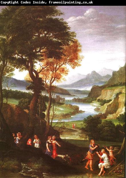 Gian  Battista Viola Landscape with Meleager and Atlanta